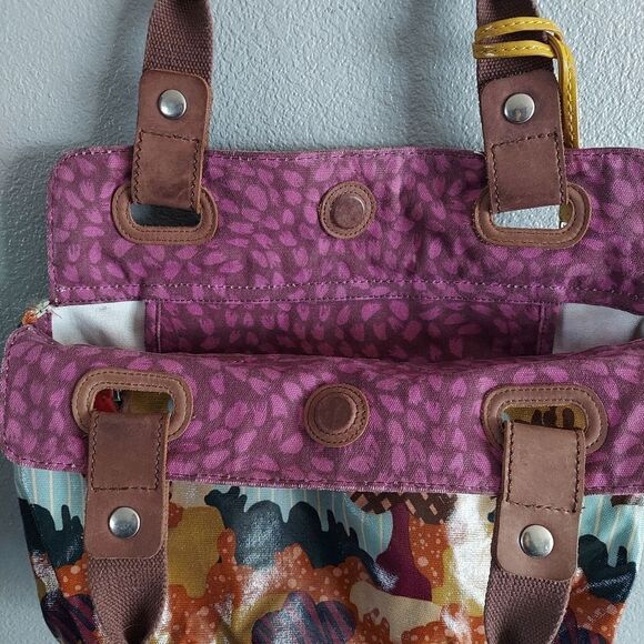 Fossil Key-Per Tree Print Multi Colored Coated Canvas Purse-Tot-Bag - Picture 4 of 8